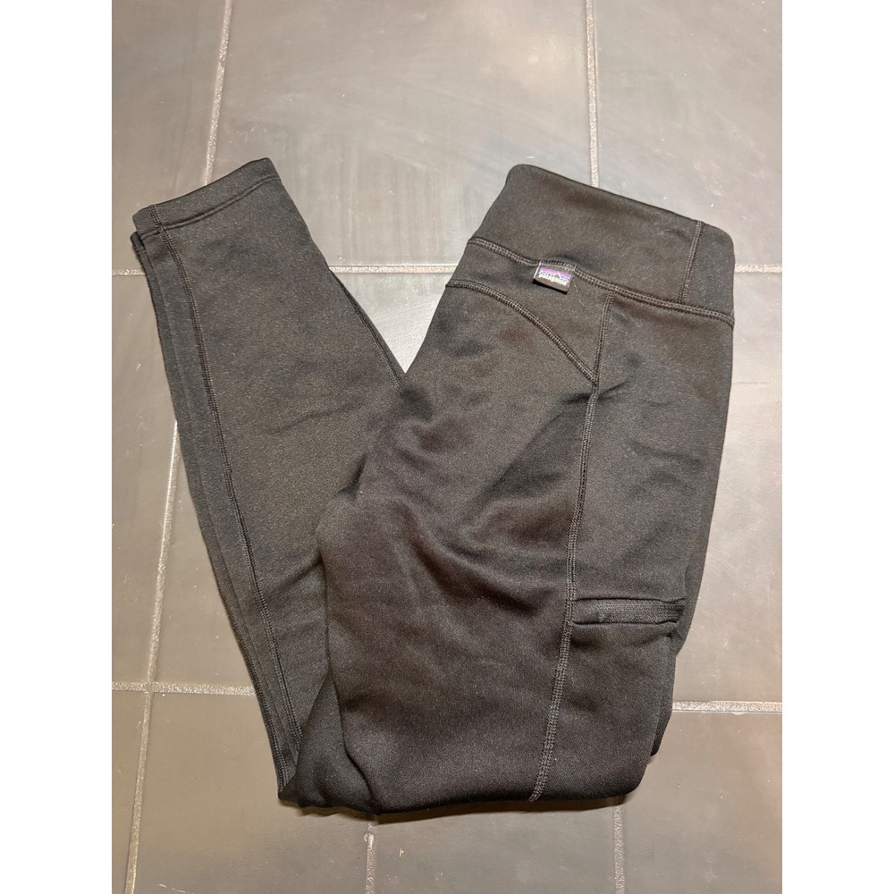 Patagonia Polartec Power Stretch Leggings Womens Small Black Fleece Lined Tights